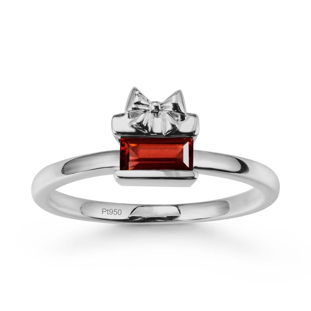 Solitaire Bow Knot Garnet Ring - LUO Jewelry #metal_platinum