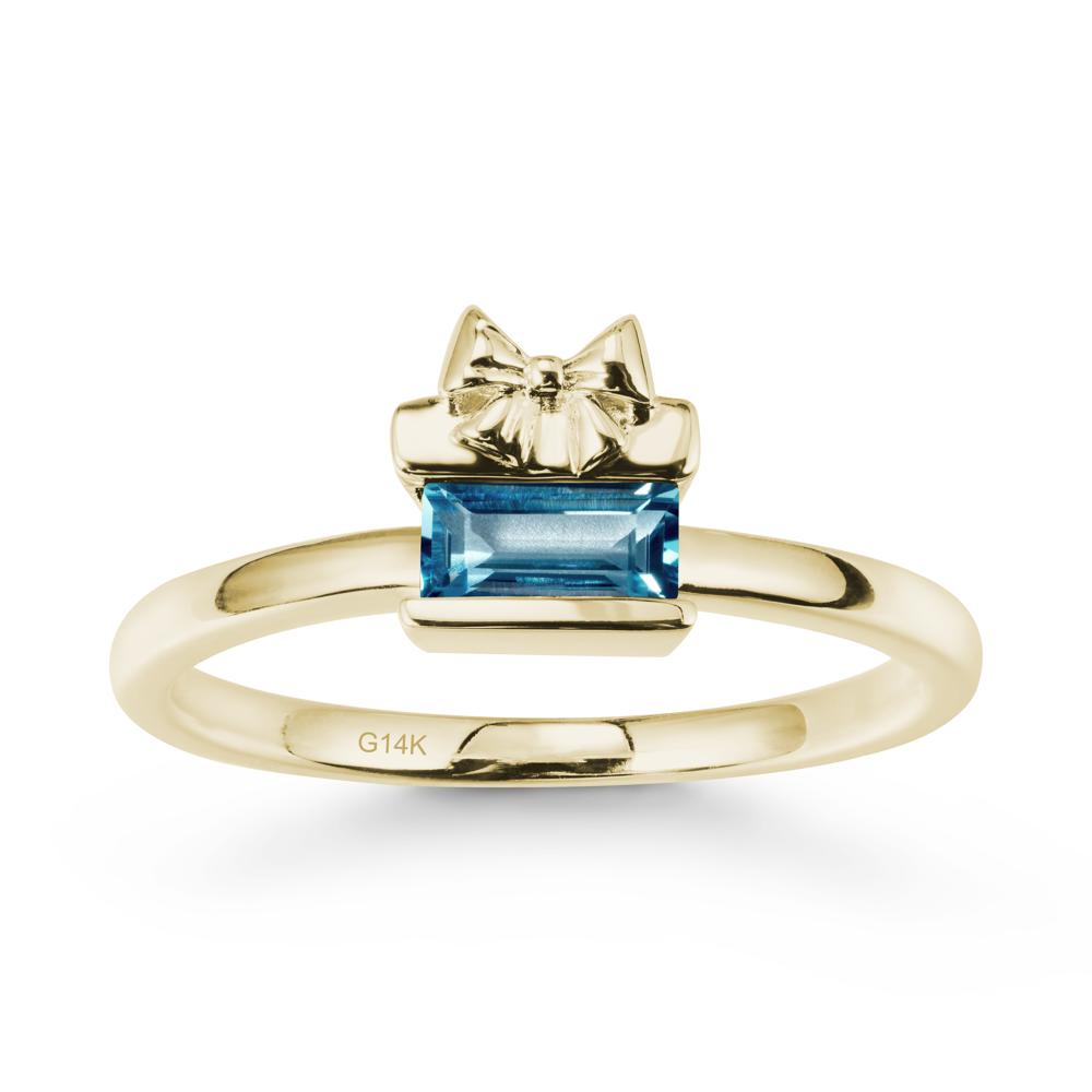 Gift Box Inspired Solitaire London Blue Topaz Ring - LUO Jewelry #metal_14k yellow gold