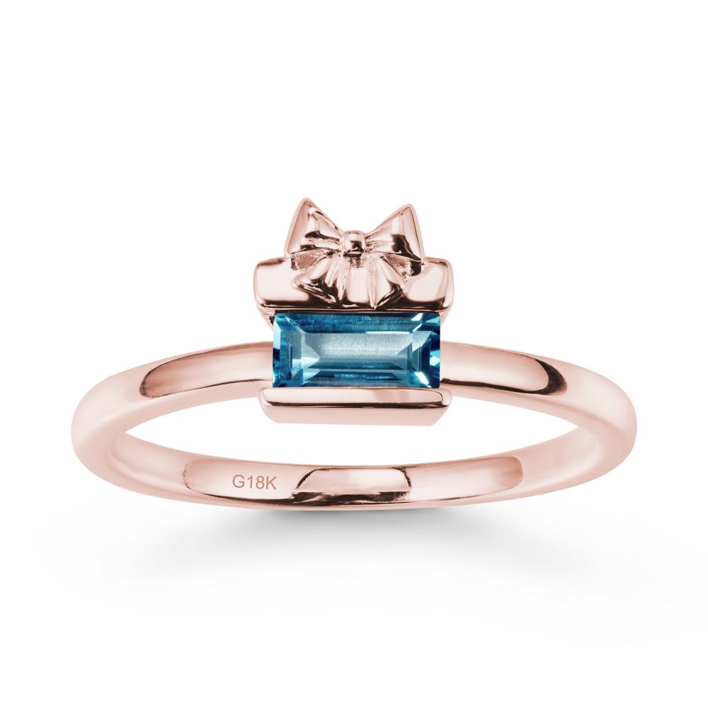 Gift Box Inspired Solitaire London Blue Topaz Ring - LUO Jewelry #metal_18k rose gold
