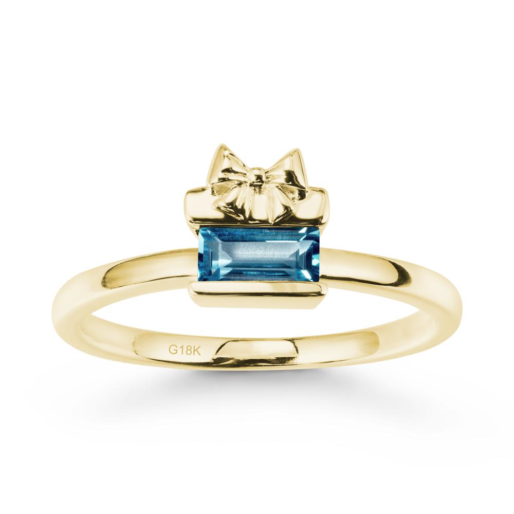 Gift Box Inspired Solitaire London Blue Topaz Ring - LUO Jewelry #metal_18k yellow gold