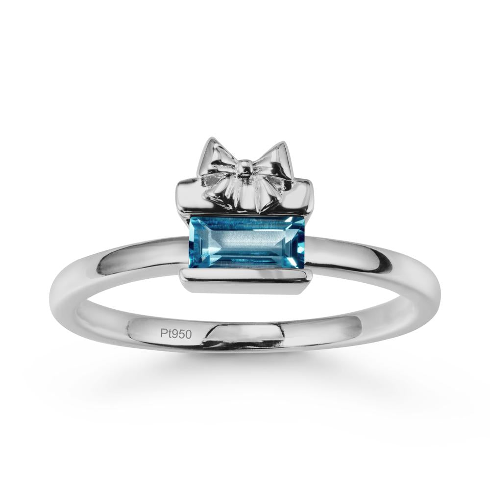Gift Box Inspired Solitaire London Blue Topaz Ring - LUO Jewelry #metal_platinum