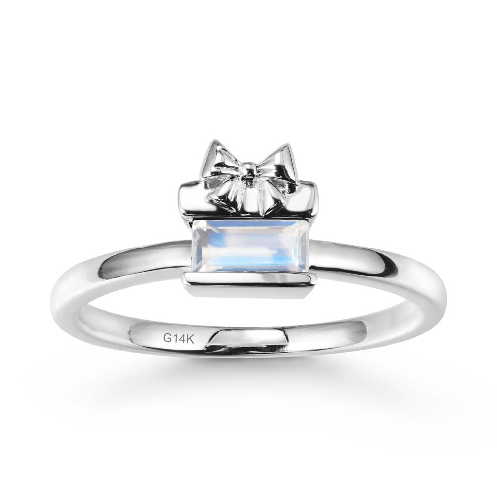 Horizontal Baguette Moonstone Ring - LUO Jewelry #metal_14k white gold