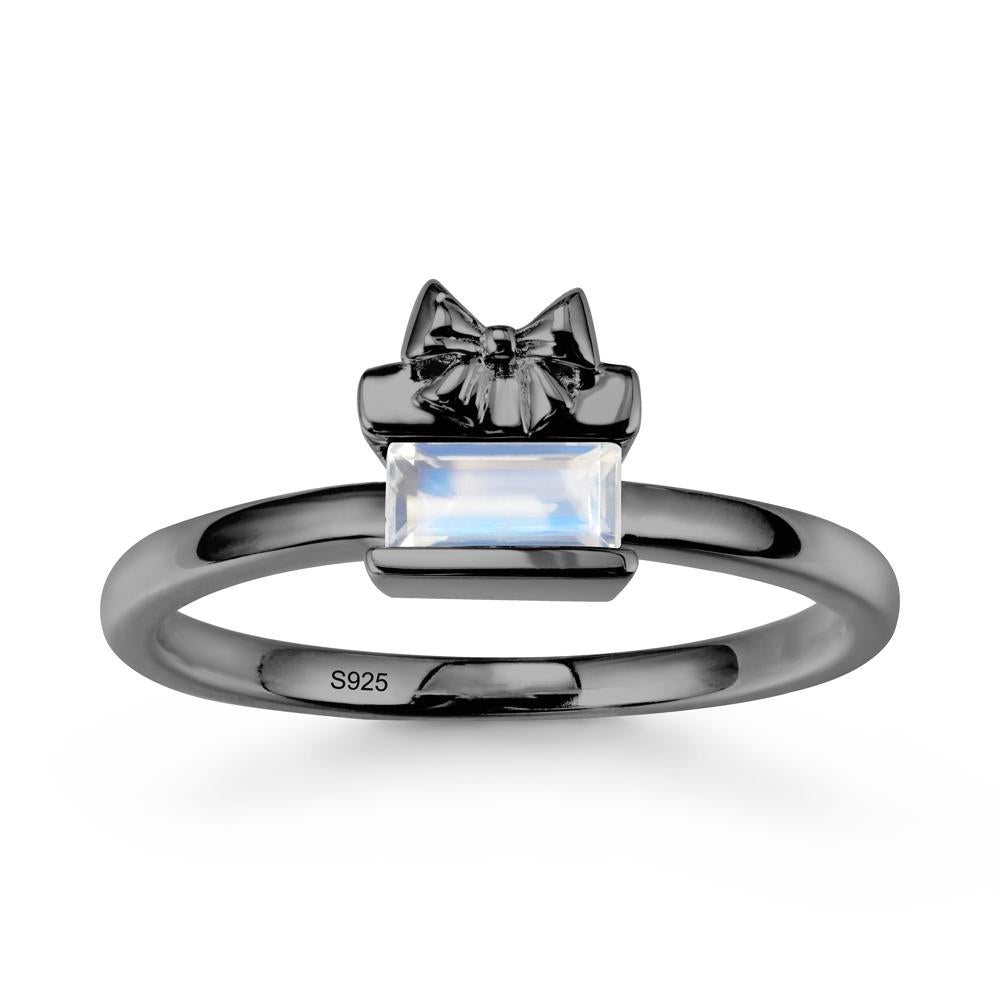 Horizontal Baguette Moonstone Ring - LUO Jewelry #metal_black finish sterling silver