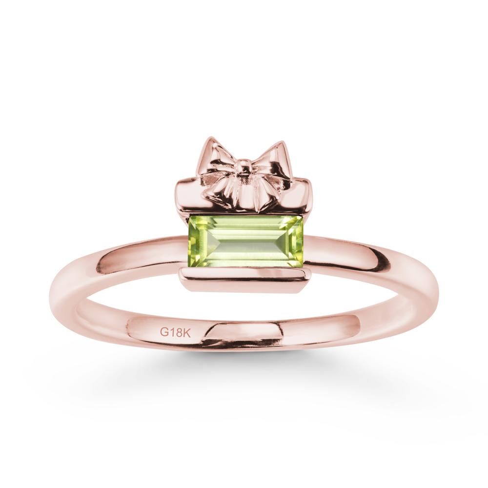 Bezel Bow Knot East West Peridot Ring - LUO Jewelry #metal_18k rose gold