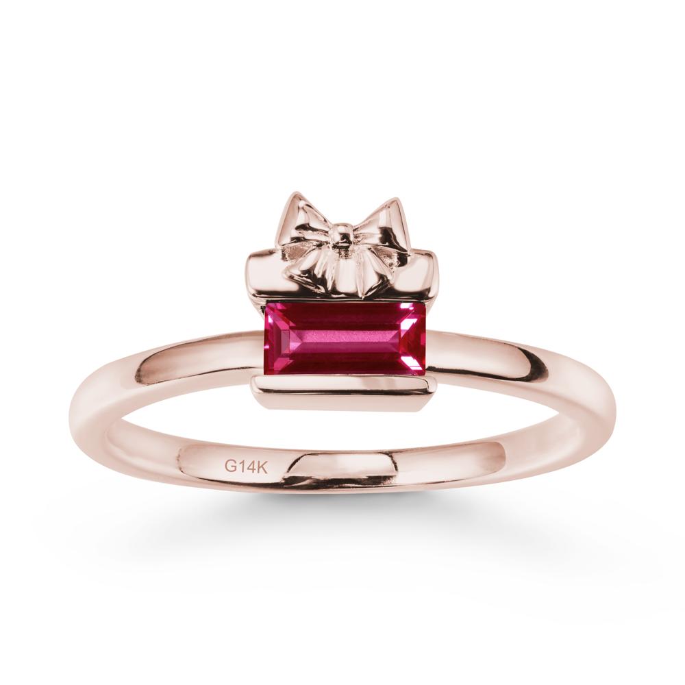 Solitaire Bow Knot Ruby Ring - LUO Jewelry #metal_14k rose gold