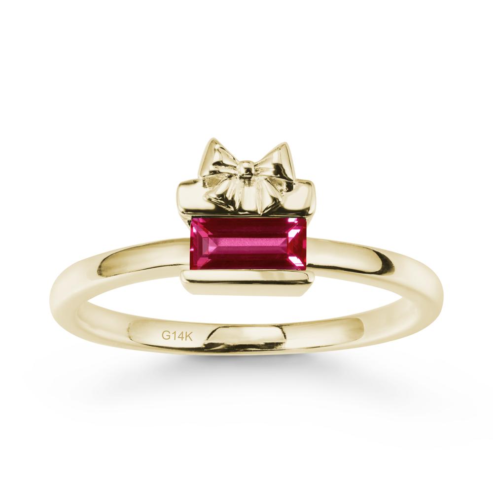 Solitaire Bow Knot Ruby Ring - LUO Jewelry #metal_14k yellow gold