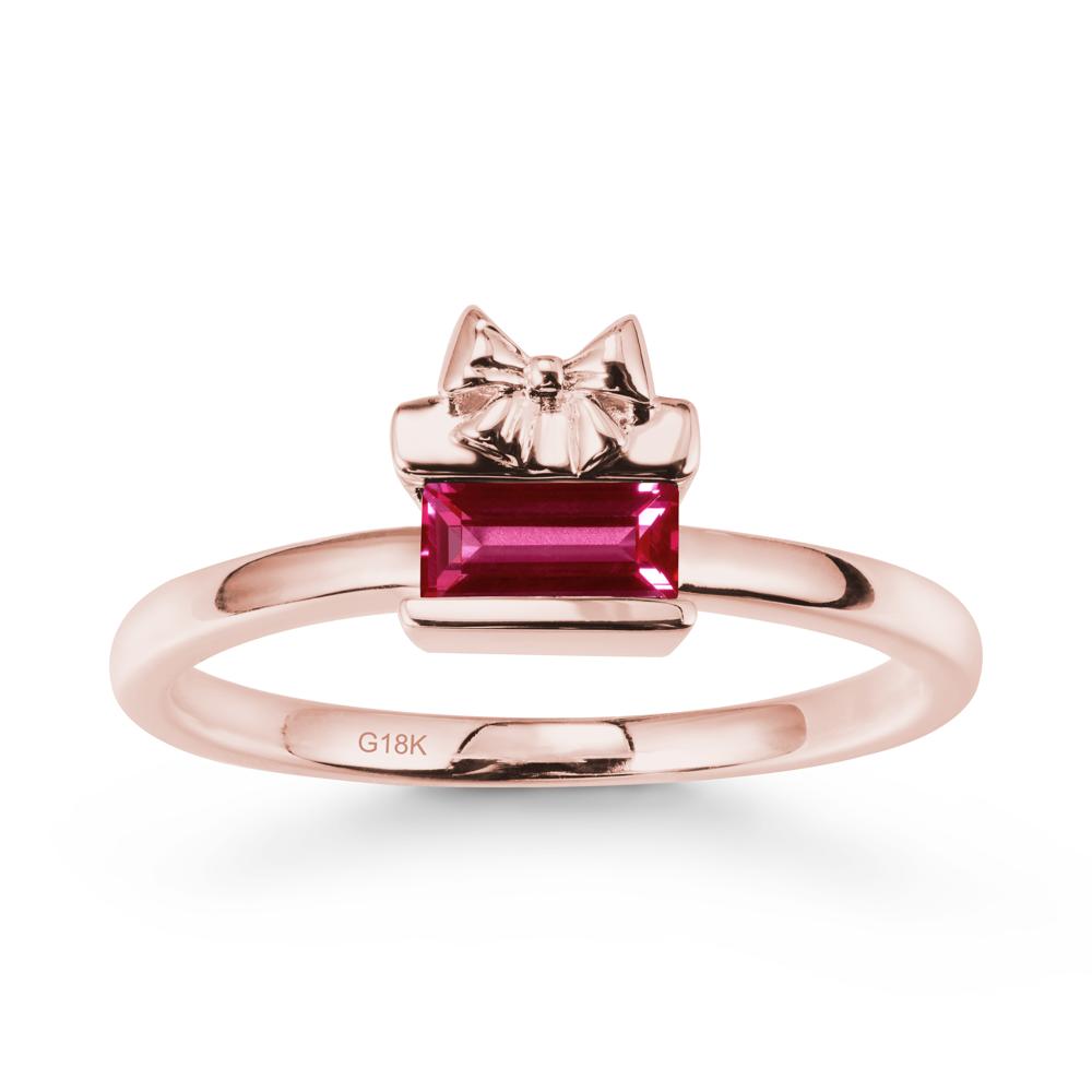 Solitaire Bow Knot Ruby Ring - LUO Jewelry #metal_18k rose gold