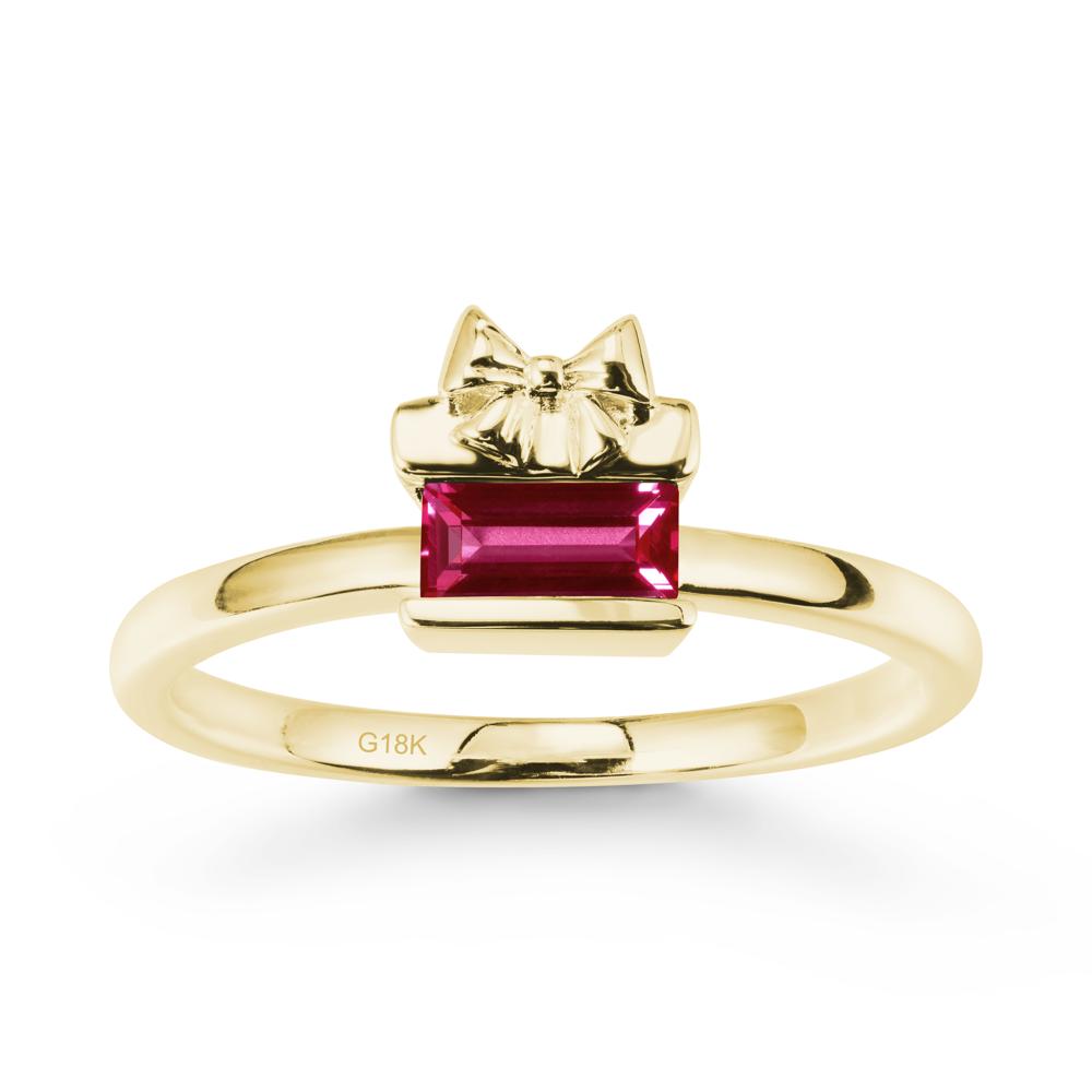 Solitaire Bow Knot Ruby Ring - LUO Jewelry #metal_18k yellow gold