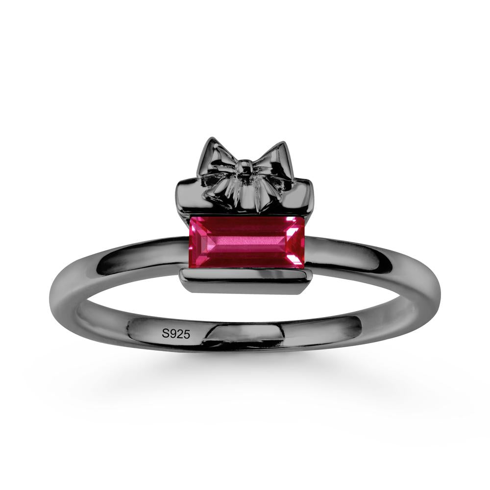 Solitaire Bow Knot Ruby Ring - LUO Jewelry #metal_black finish sterling silver