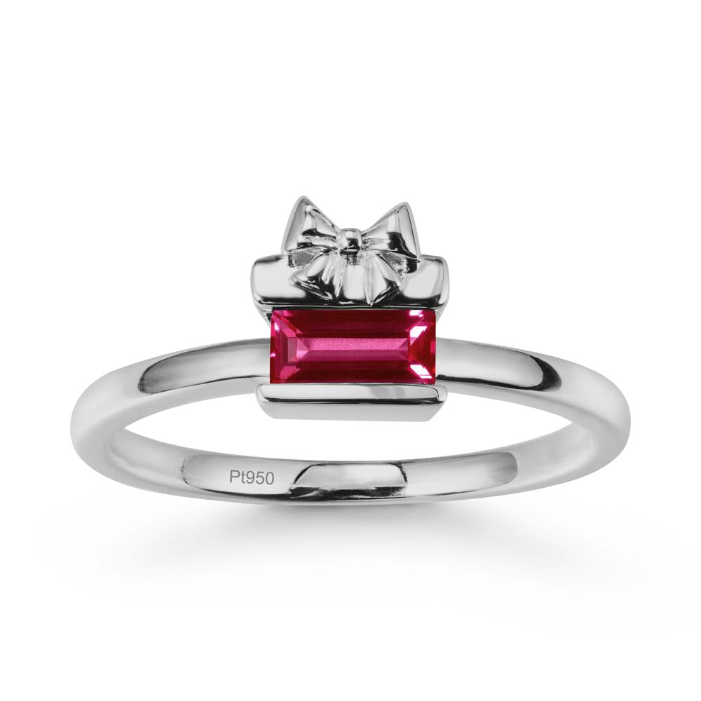 Solitaire Bow Knot Ruby Ring - LUO Jewelry #metal_platinum