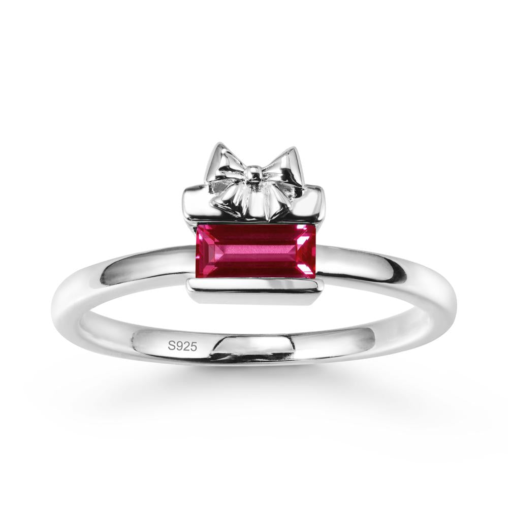 Solitaire Bow Knot Ruby Ring - LUO Jewelry #metal_sterling silver