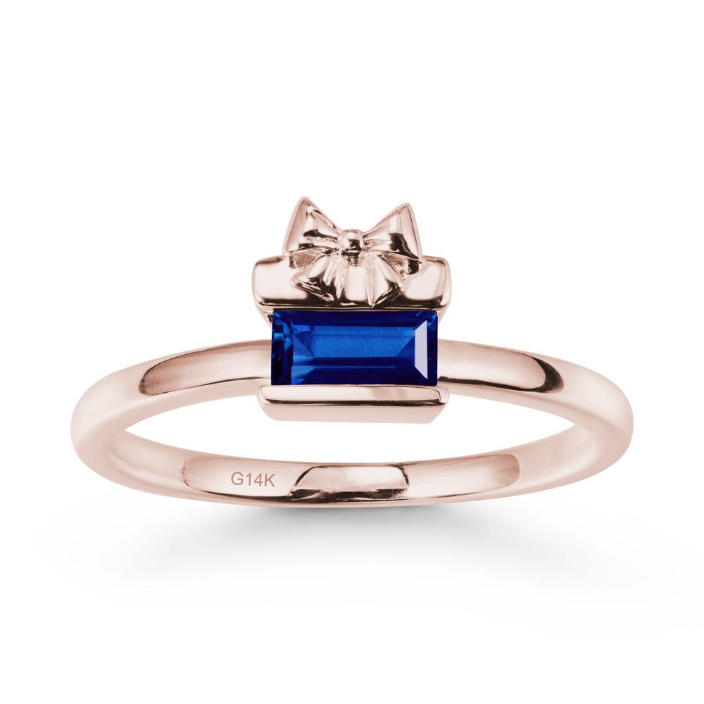Gift Box Inspired Solitaire Sapphire Ring - LUO Jewelry #metal_14k rose gold