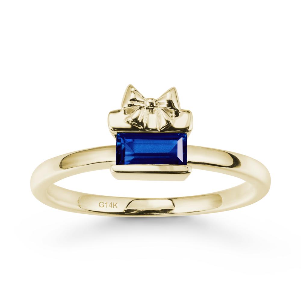 Gift Box Inspired Solitaire Sapphire Ring - LUO Jewelry #metal_14k yellow gold