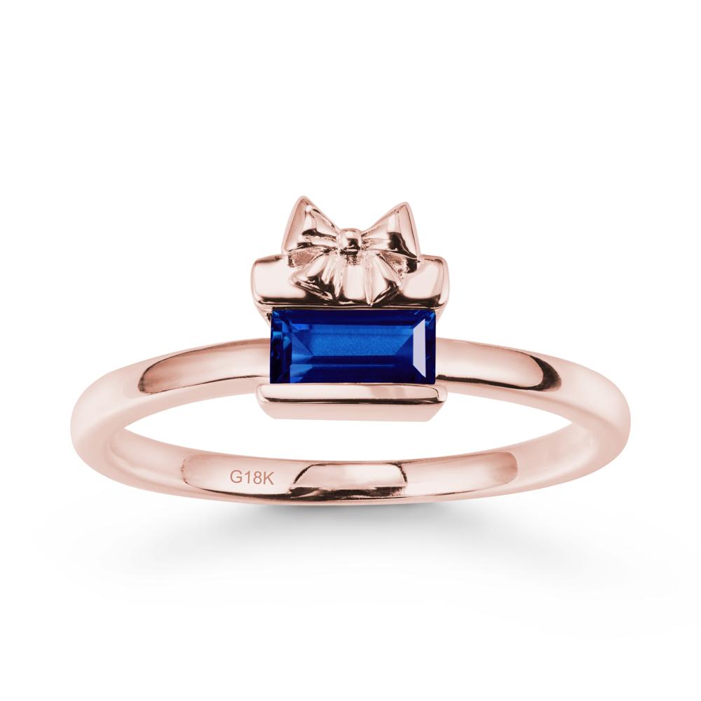 Gift Box Inspired Solitaire Sapphire Ring - LUO Jewelry #metal_18k rose gold