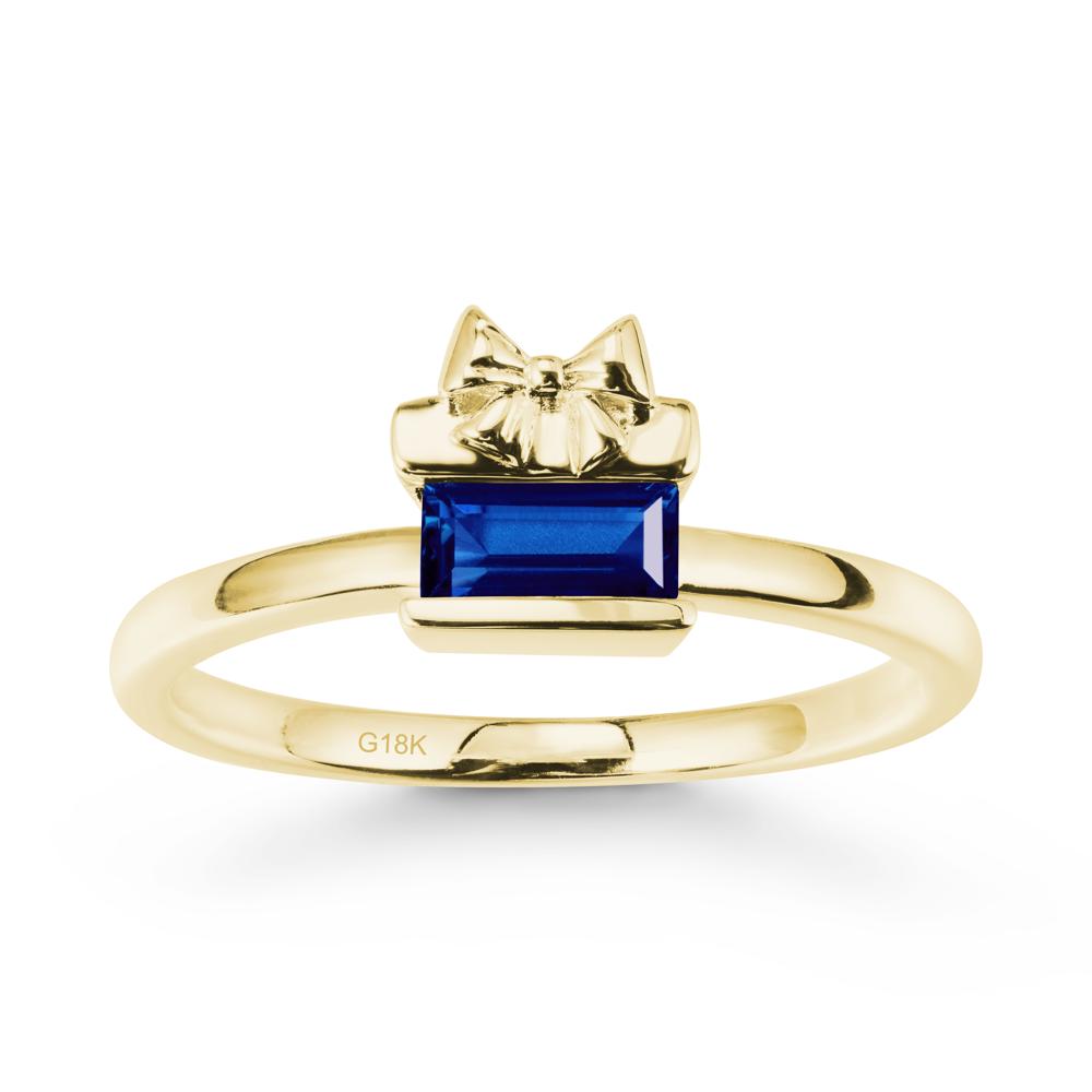 Gift Box Inspired Solitaire Sapphire Ring - LUO Jewelry #metal_18k yellow gold