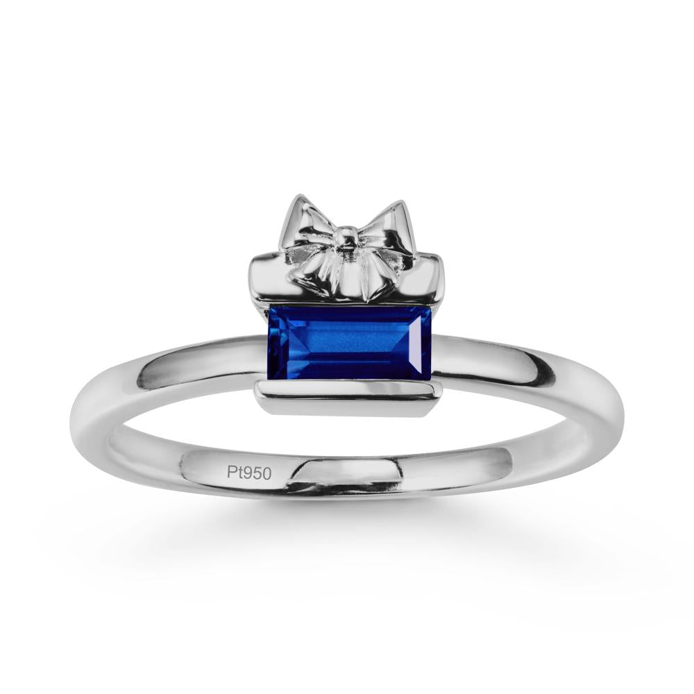 Gift Box Inspired Solitaire Sapphire Ring - LUO Jewelry #metal_platinum
