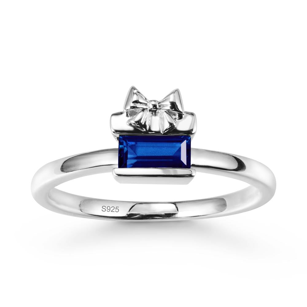Gift Box Inspired Solitaire Sapphire Ring - LUO Jewelry #metal_sterling silver