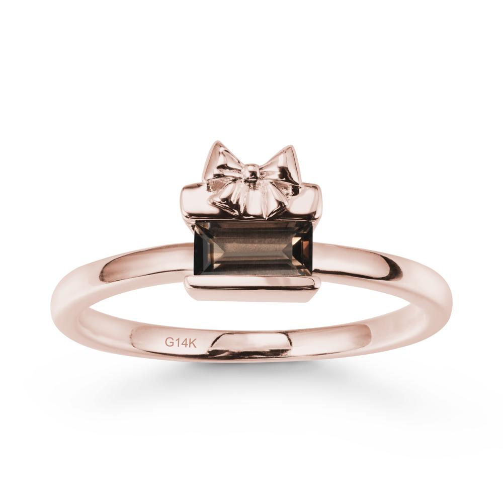 Horizontal Baguette Smoky Quartz Ring - LUO Jewelry #metal_14k rose gold