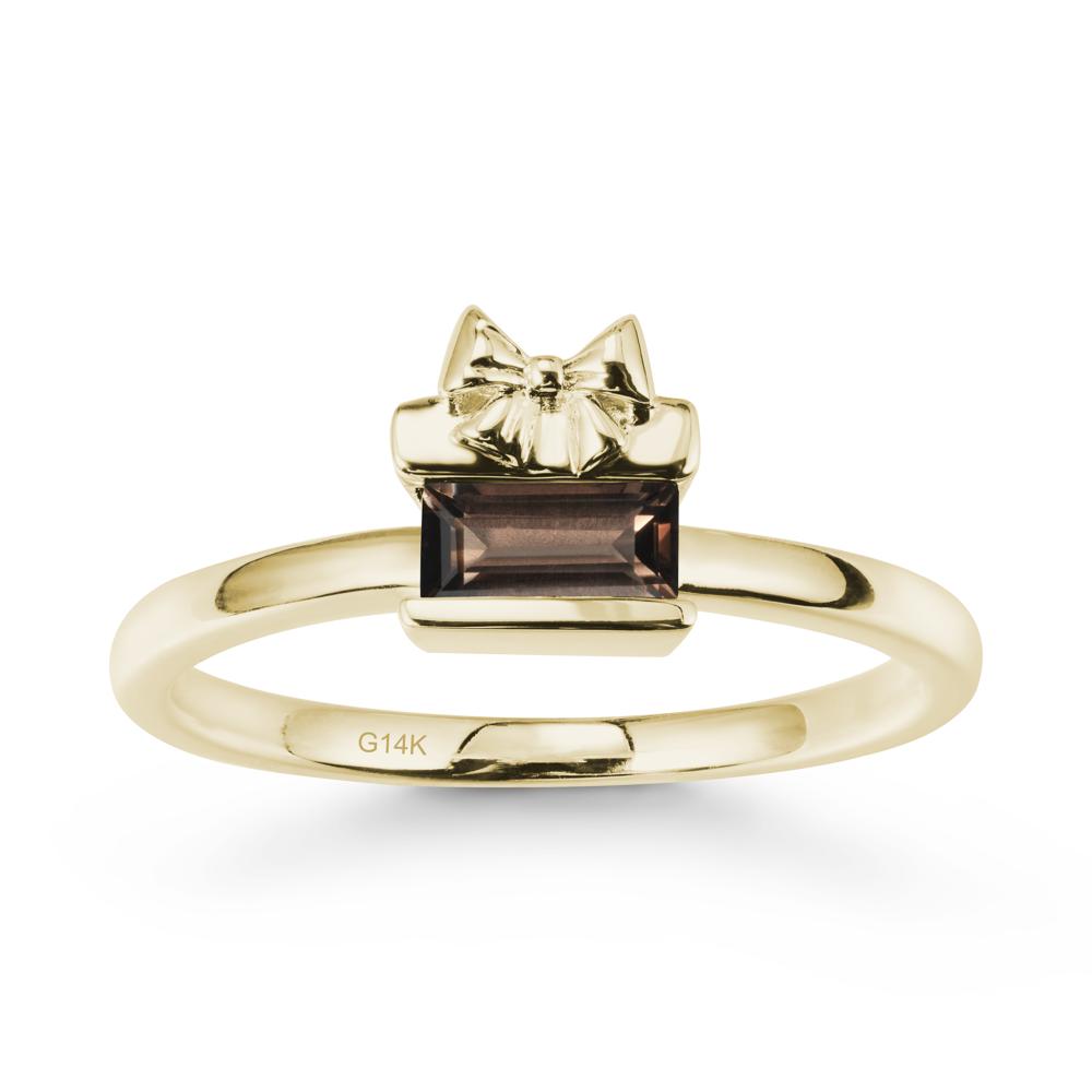Horizontal Baguette Smoky Quartz Ring - LUO Jewelry #metal_14k yellow gold