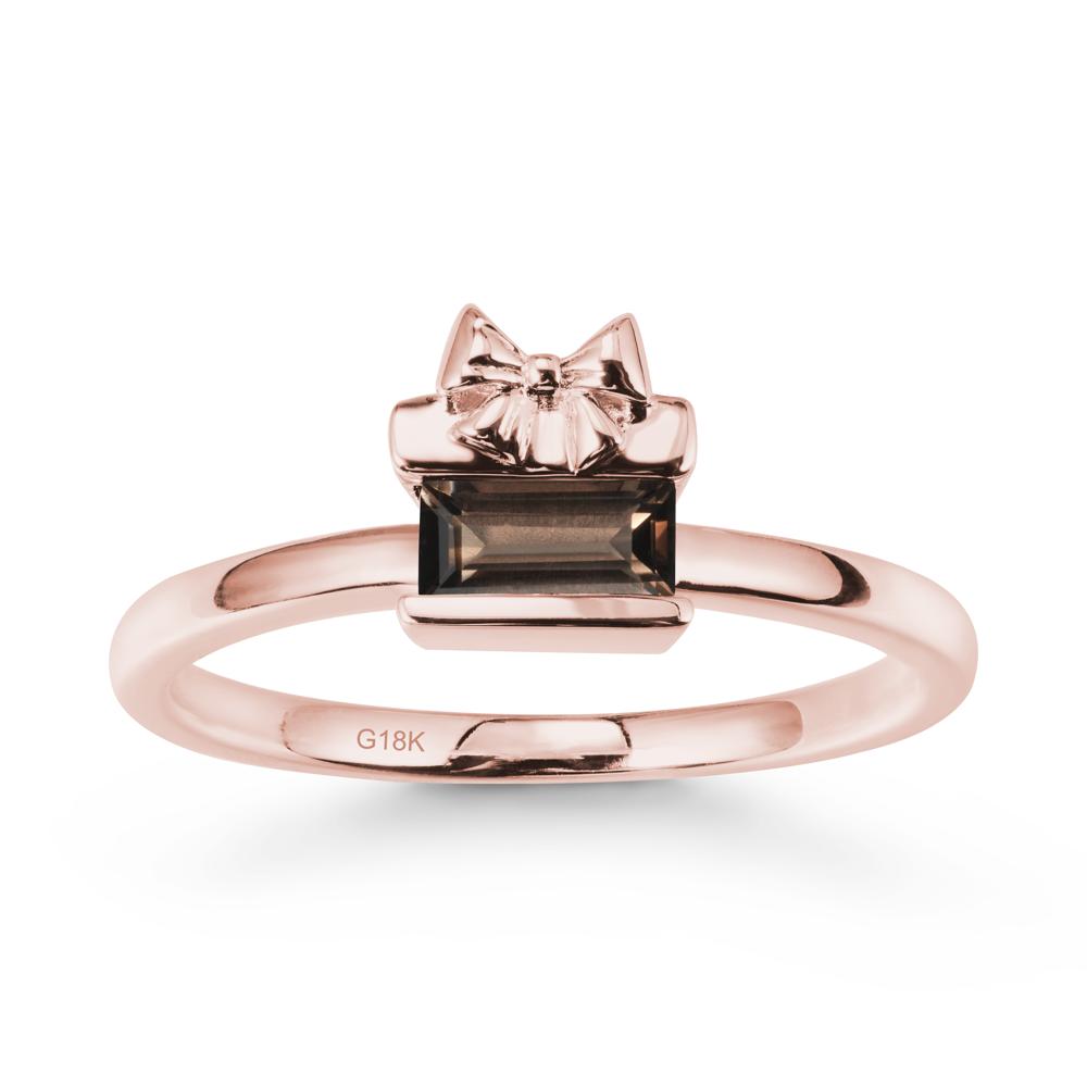 Horizontal Baguette Smoky Quartz Ring - LUO Jewelry #metal_18k rose gold