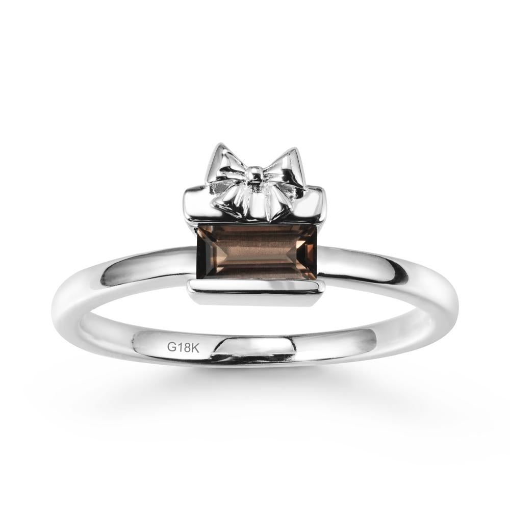 Horizontal Baguette Smoky Quartz Ring - LUO Jewelry #metal_18k white gold