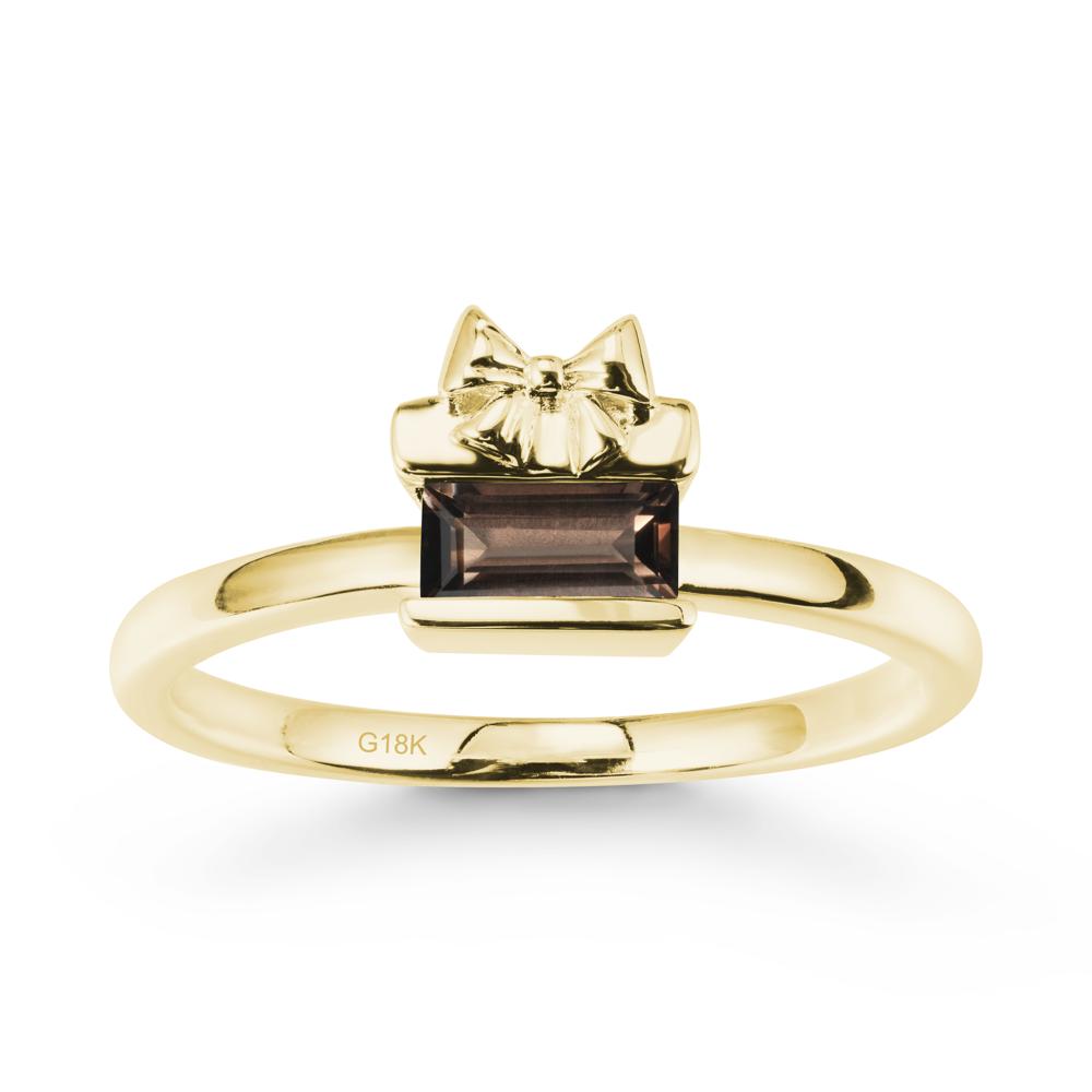 Horizontal Baguette Smoky Quartz Ring - LUO Jewelry #metal_18k yellow gold