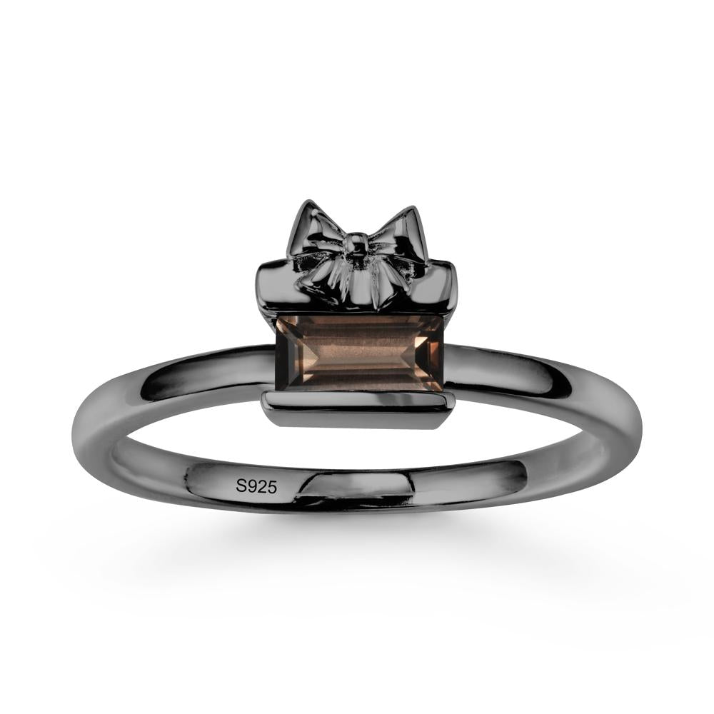 Horizontal Baguette Smoky Quartz Ring - LUO Jewelry #metal_black finish sterling silver