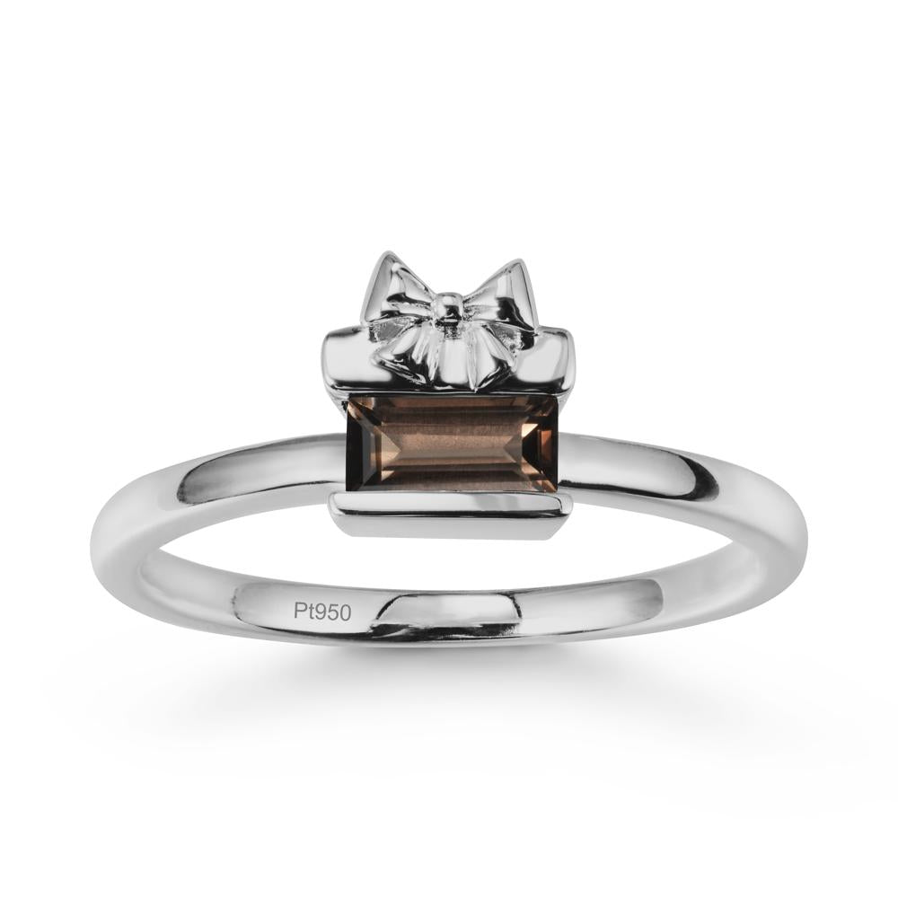 Horizontal Baguette Smoky Quartz Ring - LUO Jewelry #metal_platinum