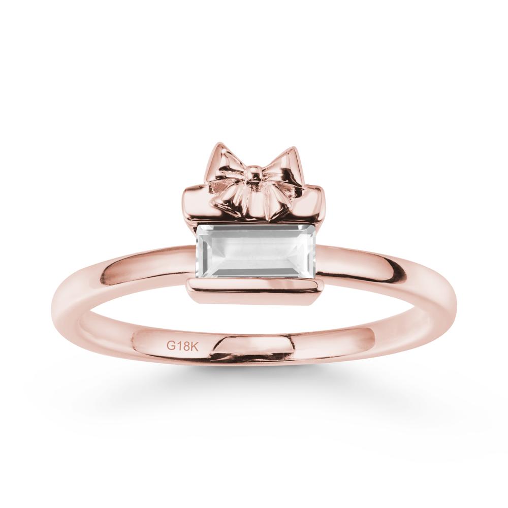 Bezel Bow Knot East West White Topaz Ring - LUO Jewelry #metal_18k rose gold