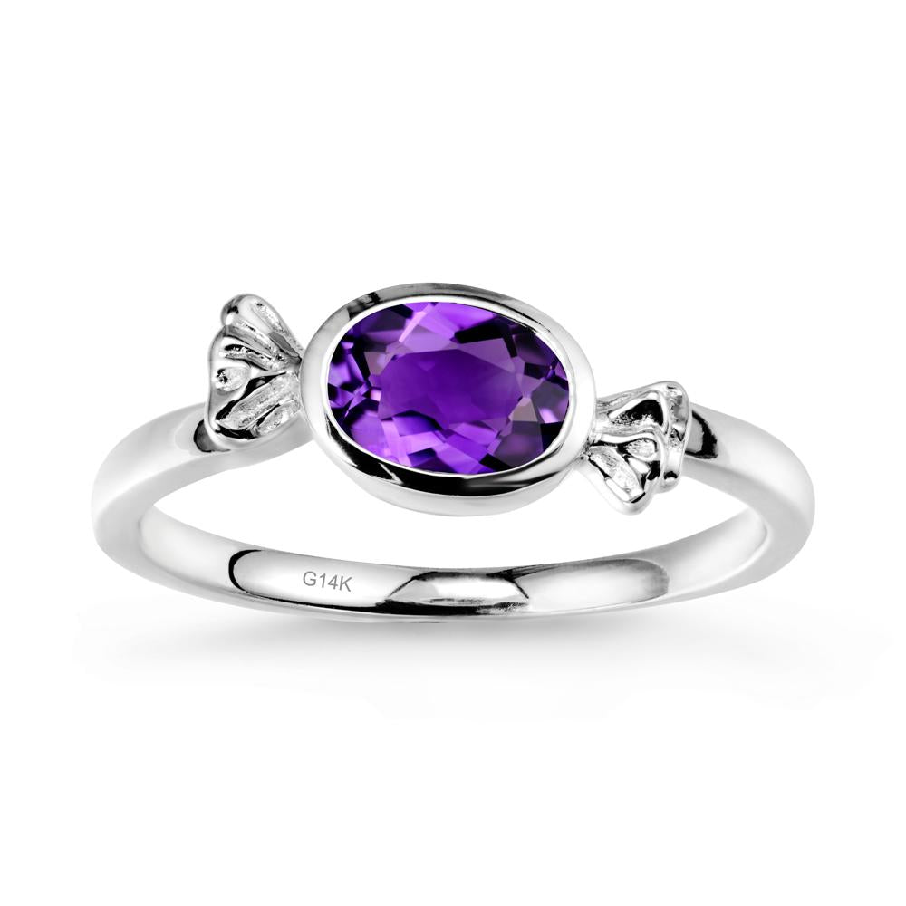 Candy Inspired Solitaire Amethyst Ring - LUO Jewelry #metal_14k white gold