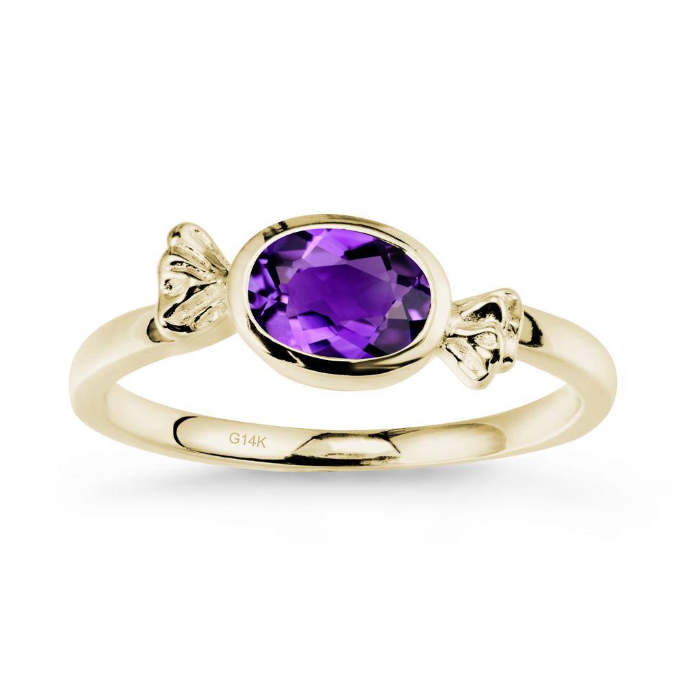 Candy Inspired Solitaire Amethyst Ring - LUO Jewelry #metal_14k yellow gold