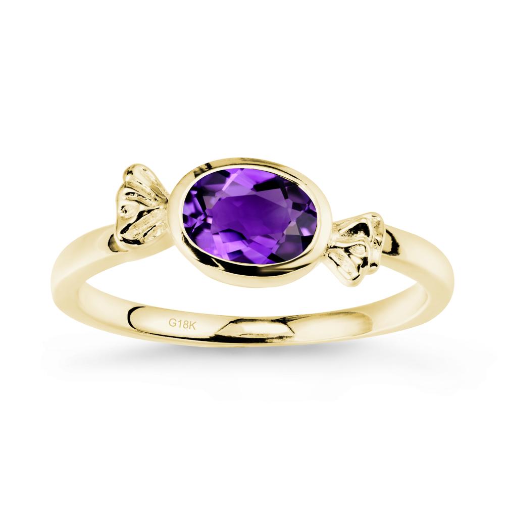 Candy Inspired Solitaire Amethyst Ring - LUO Jewelry #metal_18k yellow gold