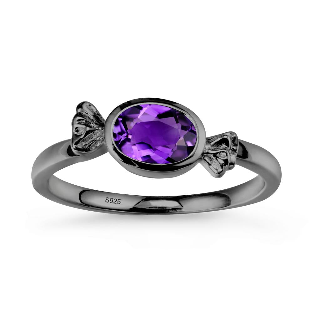 Candy Inspired Solitaire Amethyst Ring - LUO Jewelry #metal_black finish sterling silver