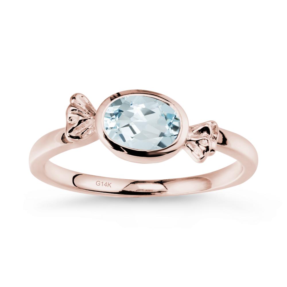 Oval Solitaire Aquamarine Halloween Ring - LUO Jewelry #metal_14k rose gold