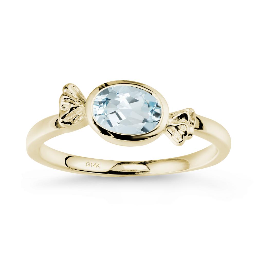 Oval Solitaire Aquamarine Halloween Ring - LUO Jewelry #metal_14k yellow gold