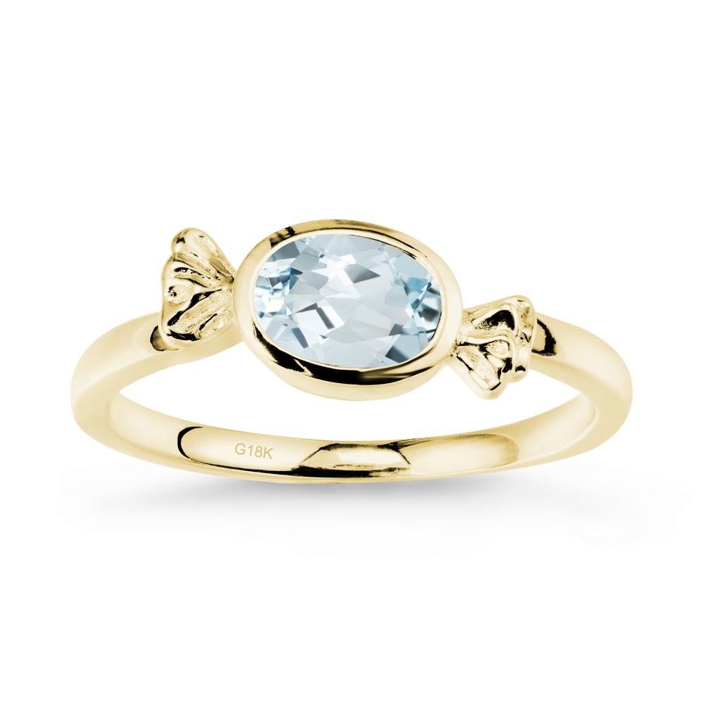 Oval Solitaire Aquamarine Halloween Ring - LUO Jewelry #metal_18k yellow gold