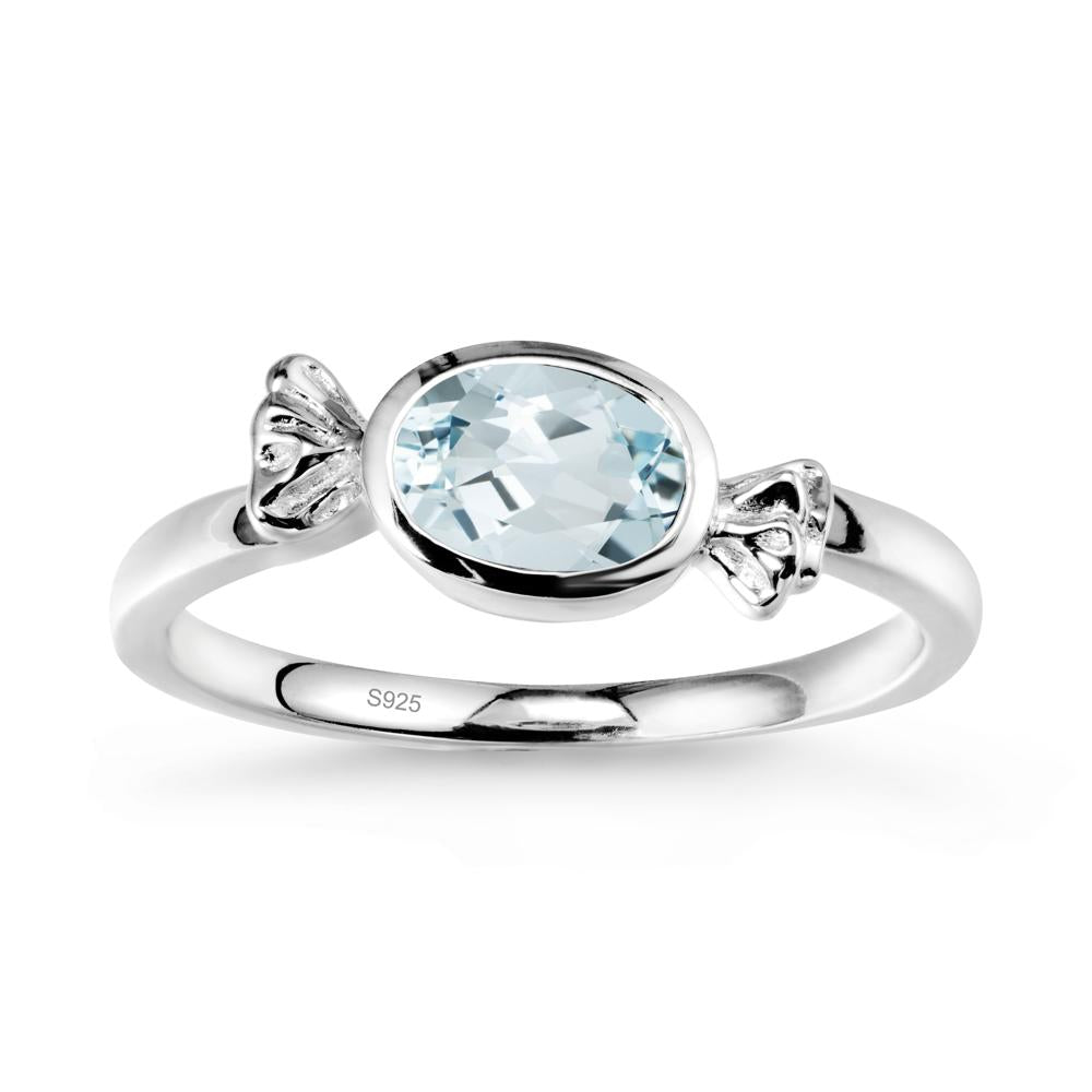 Oval Solitaire Aquamarine Halloween Ring - LUO Jewelry #metal_sterling silver