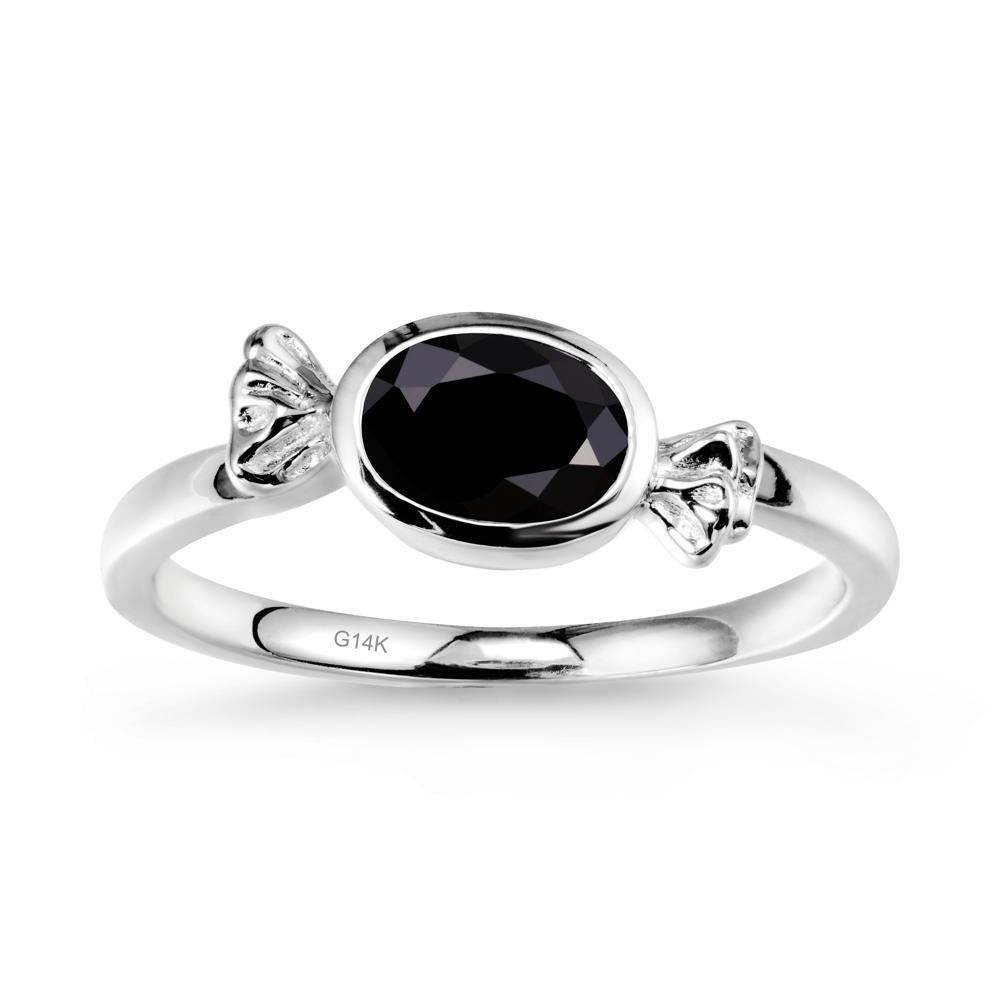 Candy Inspired Solitaire Black Spinel Ring - LUO Jewelry #metal_14k white gold