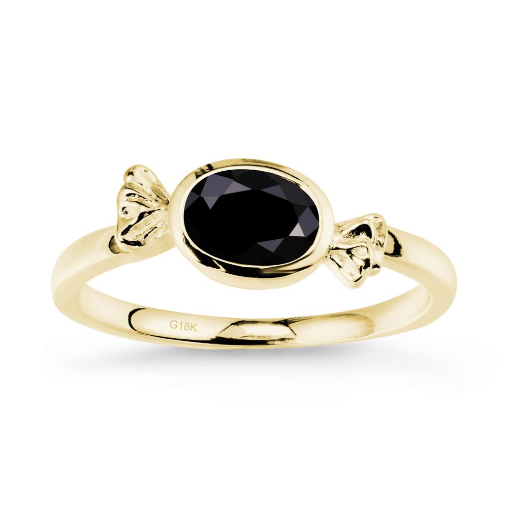 Candy Inspired Solitaire Black Spinel Ring - LUO Jewelry #metal_18k yellow gold