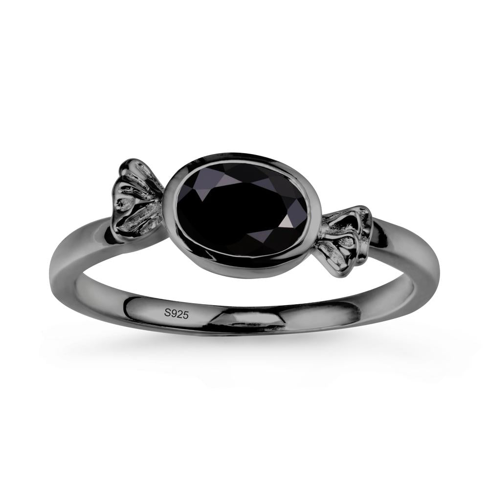Candy Inspired Solitaire Black Spinel Ring - LUO Jewelry #metal_black finish sterling silver