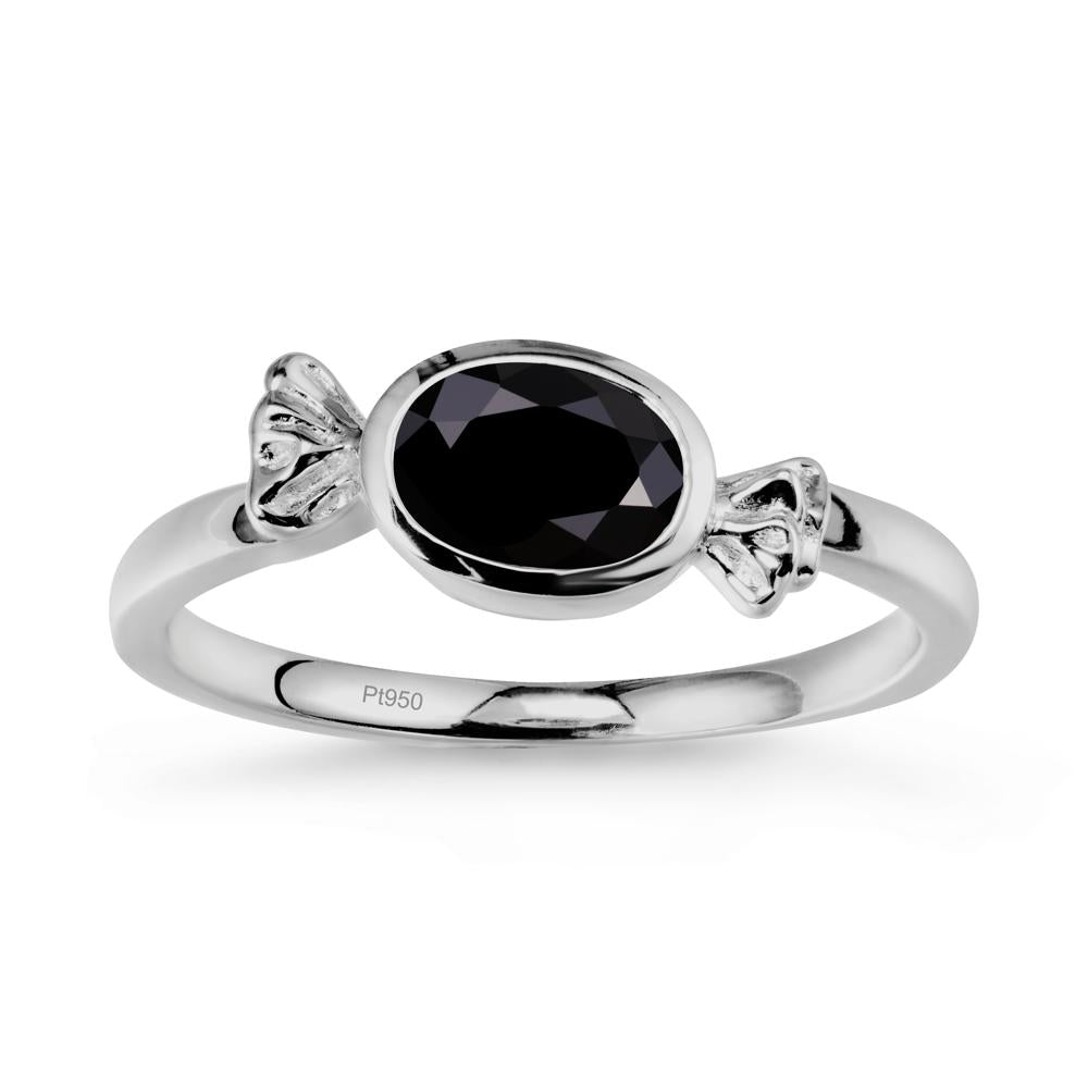 Candy Inspired Solitaire Black Spinel Ring - LUO Jewelry #metal_platinum