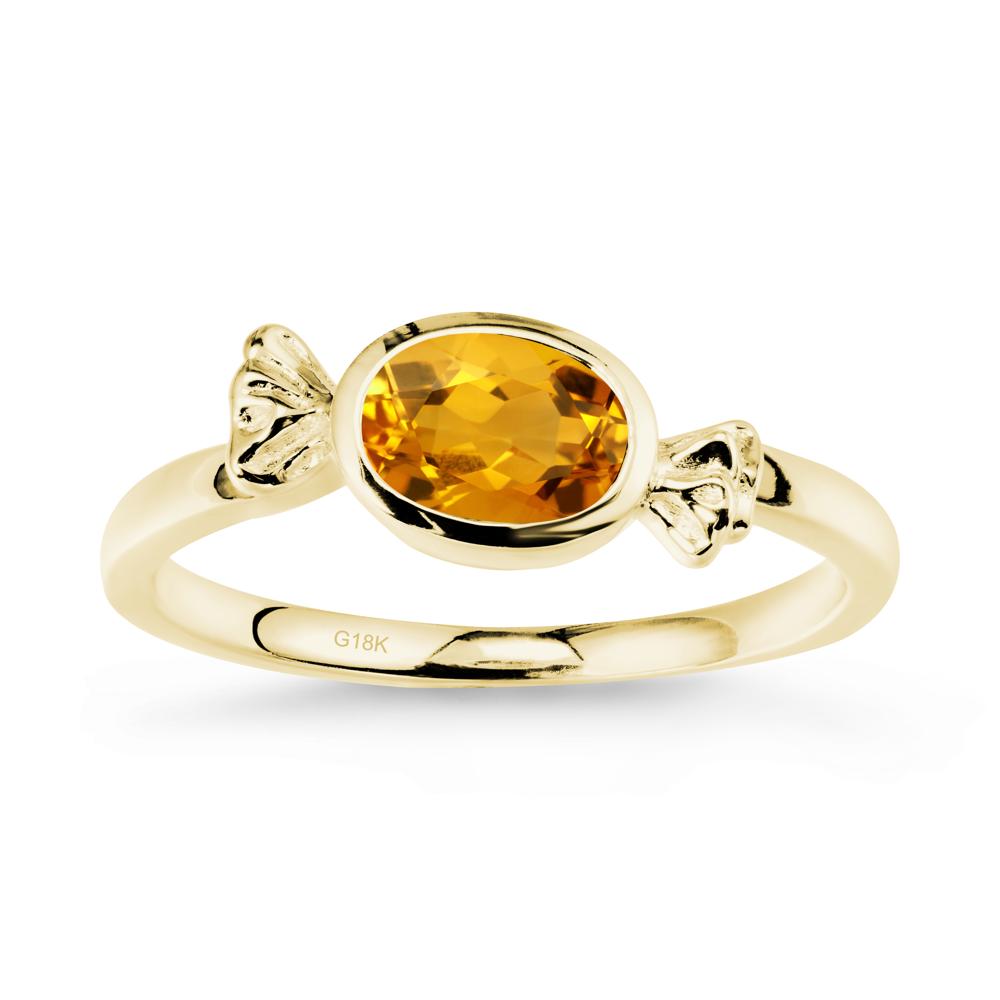 Oval Solitaire Citrine Halloween Ring - LUO Jewelry #metal_18k yellow gold