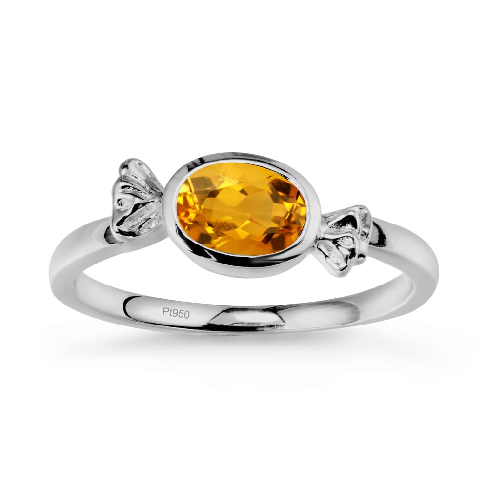 Oval Solitaire Citrine Halloween Ring - LUO Jewelry #metal_platinum