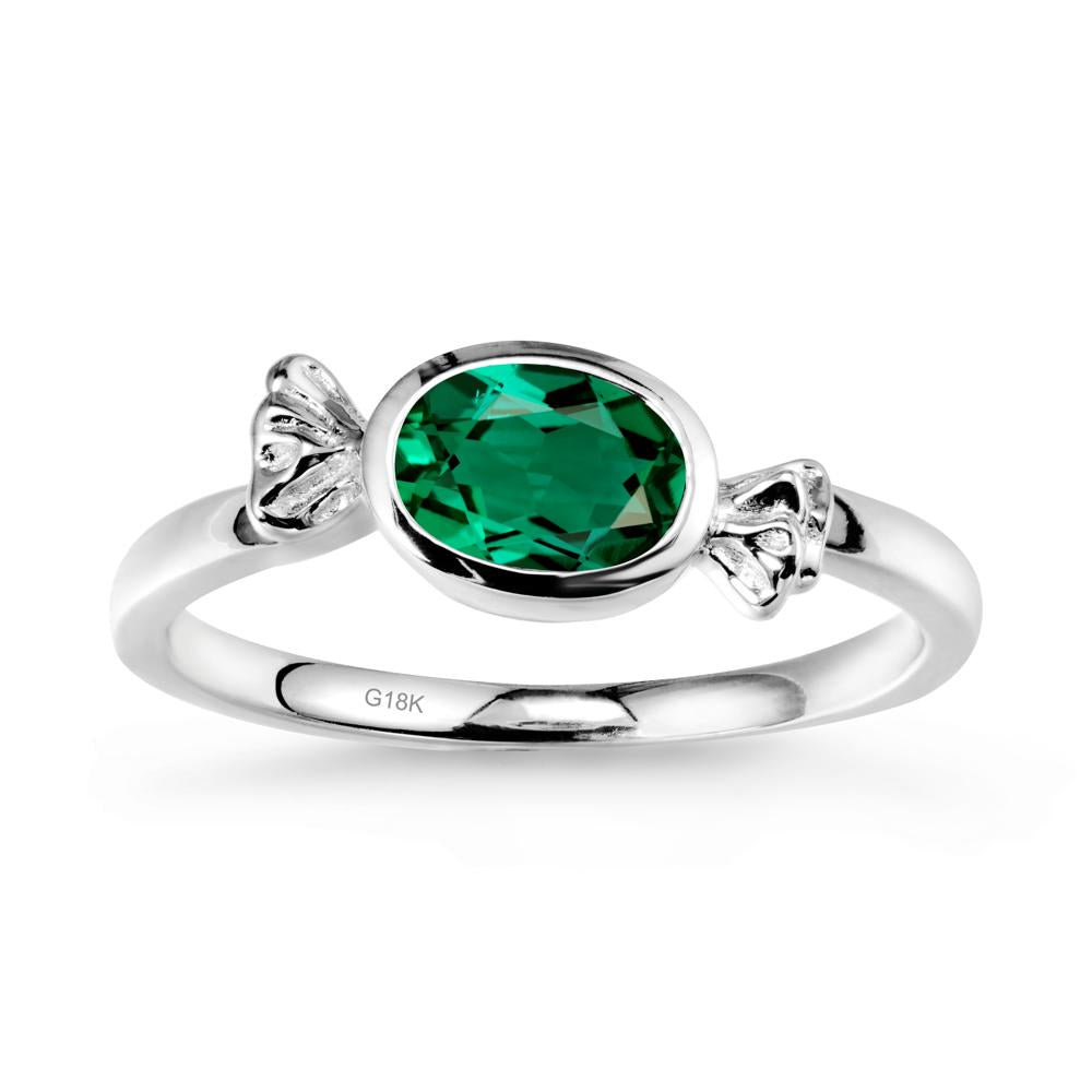 Candy Inspired Solitaire Emerald Ring - LUO Jewelry #metal_18k white gold