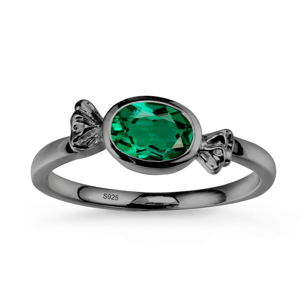 Candy Inspired Solitaire Emerald Ring - LUO Jewelry #metal_black finish sterling silver