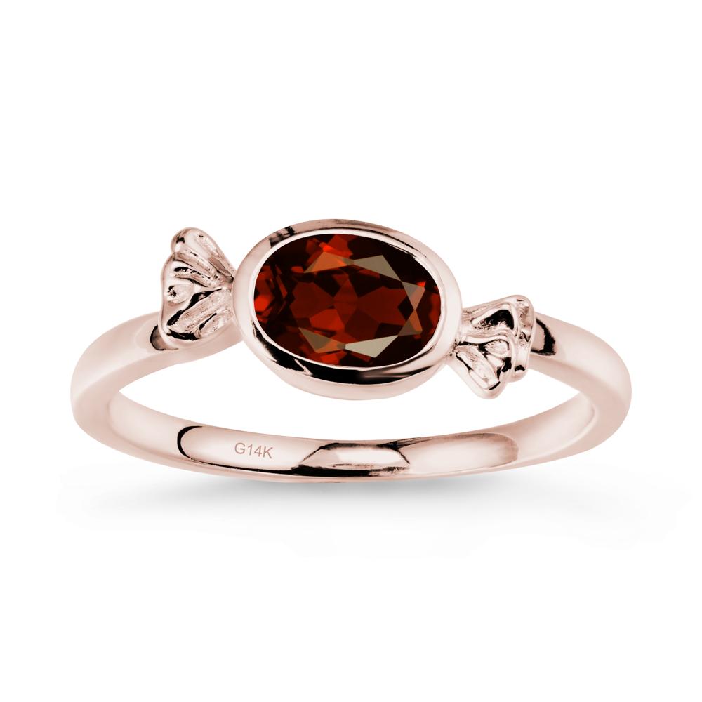 Oval Solitaire Garnet Halloween Ring - LUO Jewelry #metal_14k rose gold