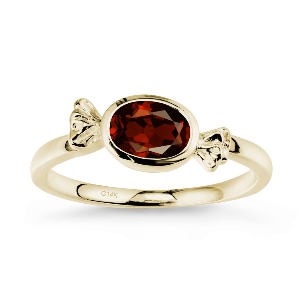 Oval Solitaire Garnet Halloween Ring - LUO Jewelry #metal_14k yellow gold