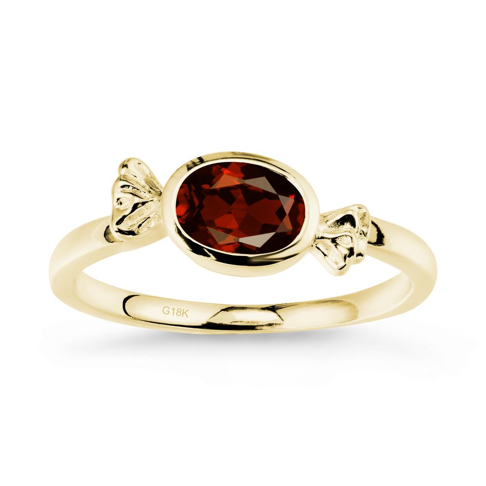 Oval Solitaire Garnet Halloween Ring - LUO Jewelry #metal_18k yellow gold