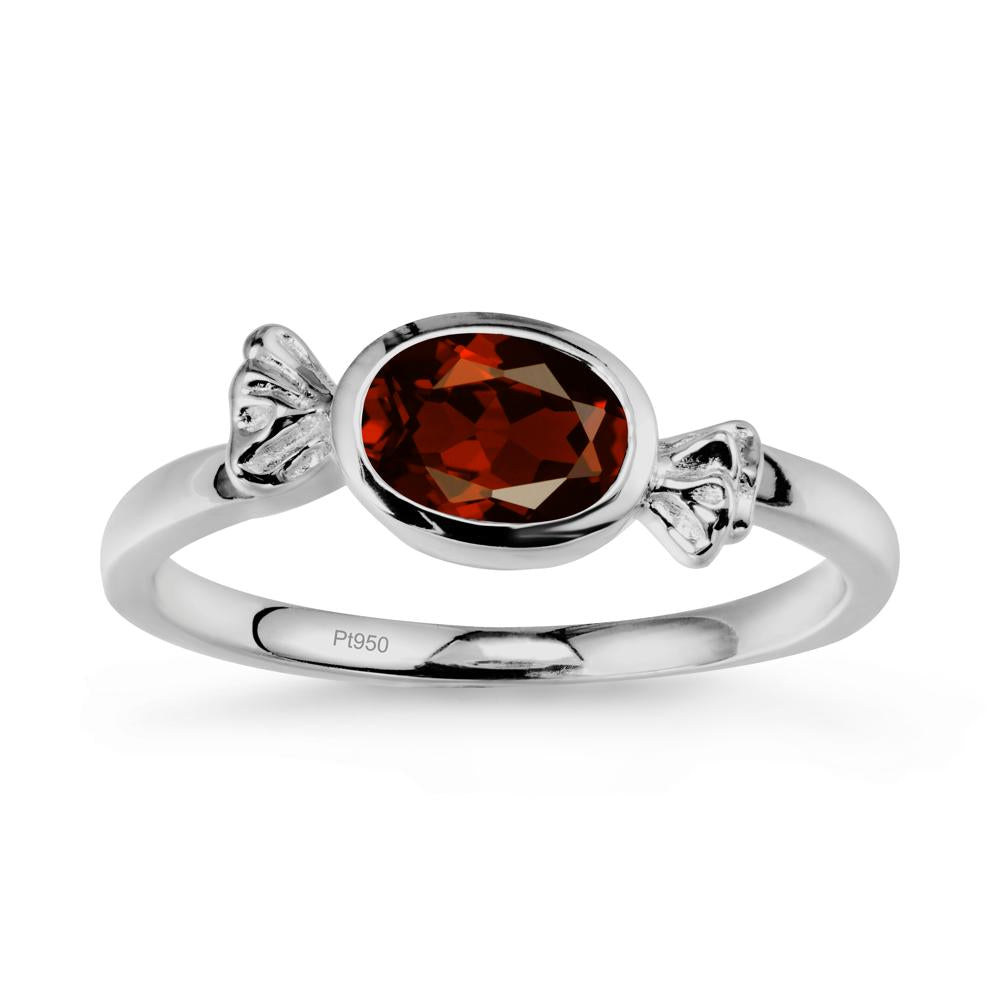 Oval Solitaire Garnet Halloween Ring - LUO Jewelry #metal_platinum