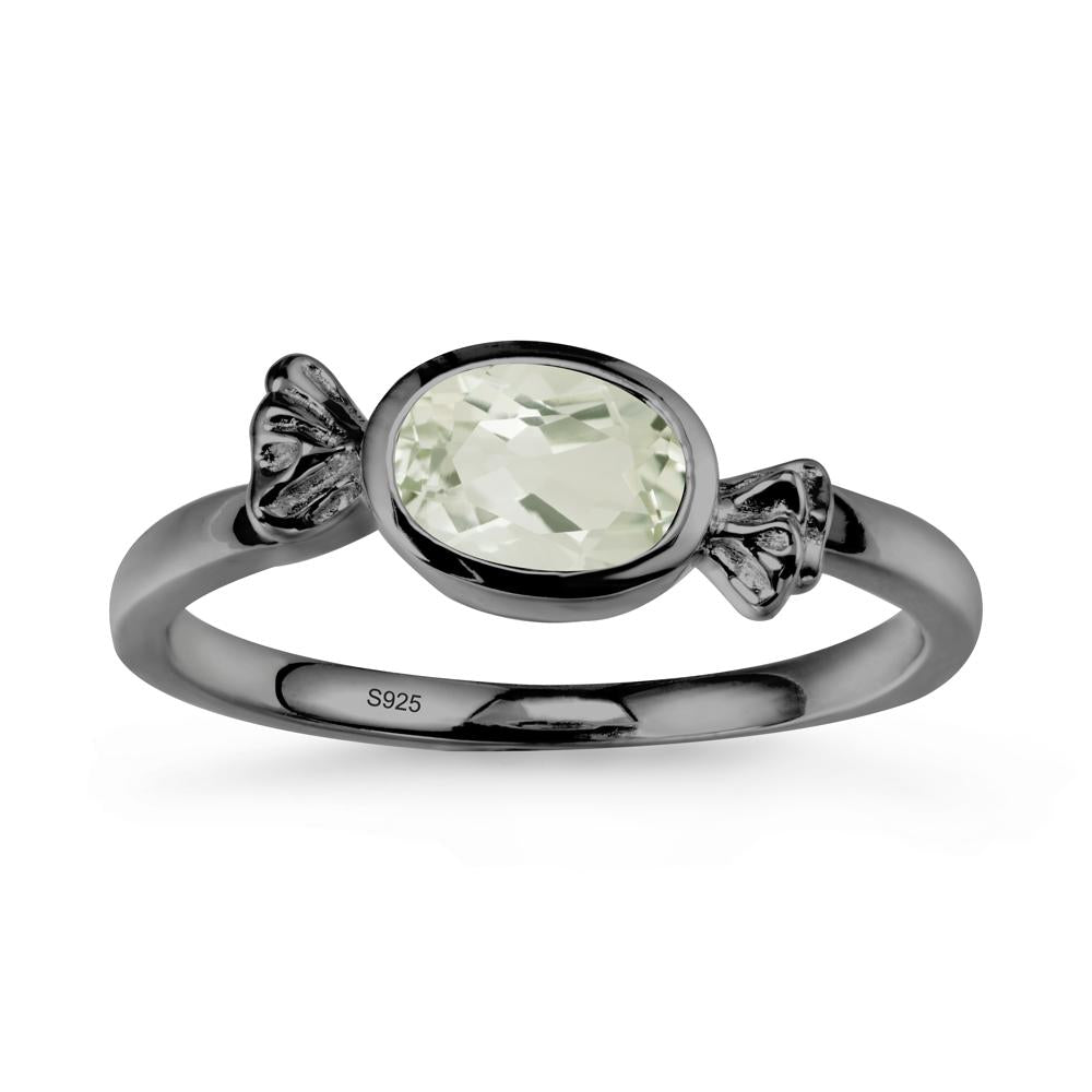 East-West Halloween Green Amethyst Ring - LUO Jewelry #metal_black finish sterling silver